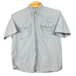 Columbia PFG Shirt Men's XL Gray Omni-Shade Short Sleeve Button-Down Tactel